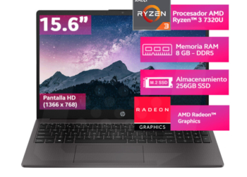 Laptop HP 255 G10 Ryzen 3 7320U 8GB 256GB SSD 15.6″ HD FreeDOS – Laptop confiable y eficiente para oficina y estudio